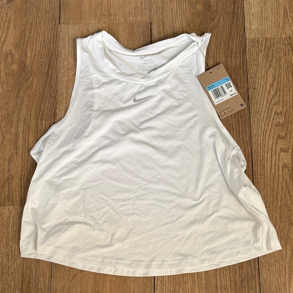 Nike White Dri-FIT Sleeveless Athletic Tank